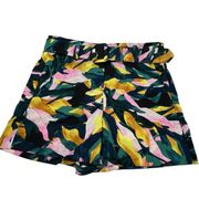 Apt 9 Womens Medium High waisted Shorts with Belt Funky Bright Pattern Flowy 90s