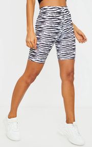 MONOCHROME ZEBRA PRINT BIKE SHORTS 