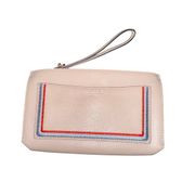 Kate Spade Cream Colored Baby Blue and Red Embroidery Wristlet, NWOT