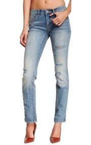 Blank NYC Boyfriend Distressed Blue Jeans Stretch Flavor Savor Size 6 22U-7141