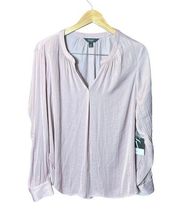 Simply Vera Vera Wang Womens Pink Satin‎ Popover Blouse Size XL Long Sleeve NWT