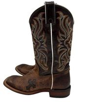 Tony Lama Brown Women's Lashka Western Boots Tan Mad Dog Cross Made in USA 6.5B