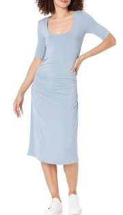 rebecca taylor ruched u dress blue new nwt midi