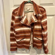 Saltwater Luxe Cotton Moto Zip Jacket Brown Orange Black size Medium