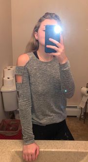 cold shoulder grey long sleeve