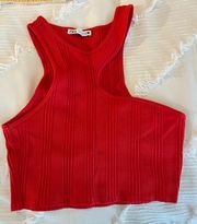 Cotton Ribbed Red Tank