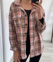 Salmon Pink Plaid Jacket Blazer Checked / Size S-XS