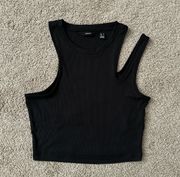 Black  Ribbed Cut Out Tank Top