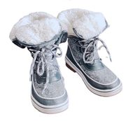 ! S32 - Time And Tru  Women Soft Gray - High Top and Fold - Faux Fur Snow - Shoe/Boots Boots Size 6 