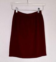 St. John Collection Burgundy Wine Maroon Knit Pencil Knee Length Skirt Size 6