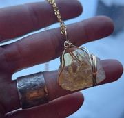 Natural Citrine Handcrafted in 14k GF wire. 18in Chain