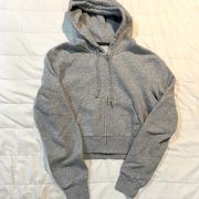 Brandy Melville  Gray Cropped Zip Up Hoodie