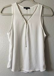 white and gold zipper tank top