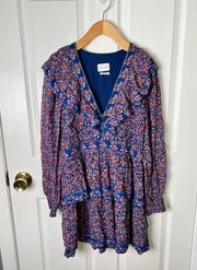 Saylor Mamie Floral Print Ruffle Long Sleeve Minidress S