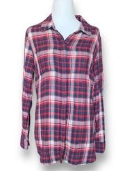 Splendid Top Hunter Plaid Button Up Fiesta Shade Long Sleeve Gingham Cuffs