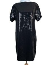 Robert Rodriguez Dress‎ Womens 6 Black Sequin Mini Shift Short Sleeve Cocktail