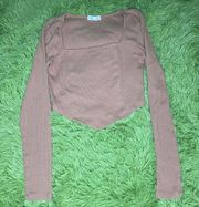 Brown V Cropped Sweater