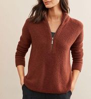 Garnet Hill Cashmere-Blend Boucle Half Zip Sweater Women’s XL