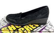 Shoes For Crews Penny Wedge Loafers Black Suede Womens Size 9
