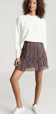 REISS Alani Printed Micro Pleated Lined Polka Dot Metallic Mini Skirt Sz 10 NWT