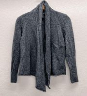 AQUA Cashmere Heathered Black Open Front Cardigan S