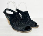 Paul Green Rival Black Suede Slingback Sandals Size 7.5 Women’s