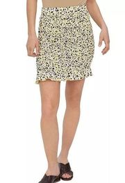 Vero Moda Olia Yellow Lemon Meringue Floral Print Smocked Mini Skirt XS NWOT