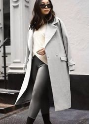 COPY - Belted Wrap Front Faux Wool Coat XL women's express jacket size Large $3…
