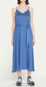 FILATURES Stretch Linen Spaghetti-Strap Dress With Soft Tie