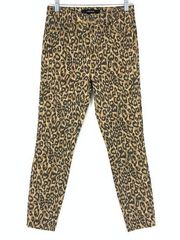 J Brand Women's Size 2 Golden Leopard Print Alana Cropped Skinny Jeans Brown