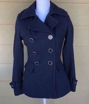 Express Navy Blue Military Style Pea Coat Size XS