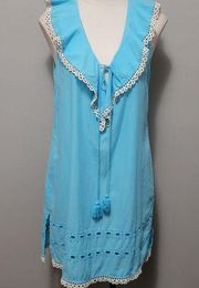 Mud pie for Atlantis turquoise ruffled swim cover tunic dress size medium