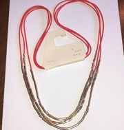 A New Day Red & Gold Tone Multi Strand Corded Boho Necklace