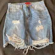 Signature 8 Skirt Denim Distressed Skirt Sz Small Excellent Condition