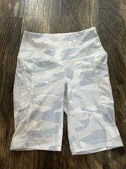 camo white biker shorts athletic