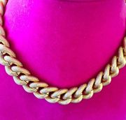 JOAN RIVERS VINTAGE CHUNKY GOLD TONE TEXTURED LINK CHAIN CHOKER NECKLACE EUC