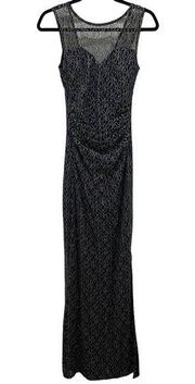 Lipsy London Navy Blue & Gold Lace Bodycon Evening Gown 4