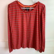 Oakley Red & Gray Striped Back Bay Long Sleeve Shirt