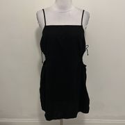 Aerie Black Linen Blend Side Cut Out Mini Dress