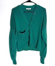 Tibi XXS Green Puff Sleeve Cardigan