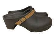 Crocs Women's Brown Mule Clog Rubber With Suede Strap Slip On Block Heel-11