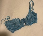 Fredericks of Holly wood blue balconette lace bra