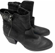 OTBT Red Eye Ankle Boot Black Leather Booties Side Zip Women's Size 8.5M