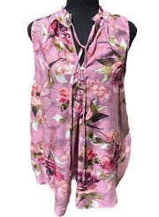 I'll Be There Floral Neck Tie Tank Top- Orchid