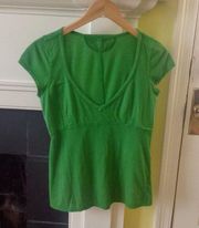 Green Deep V-Neck Top - Sz Medium