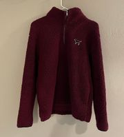 PINK by Victorias Secret Maroon Sherpa Quarter Zip