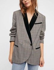 Free People Velvet Trimmed Blazer in Black Combo