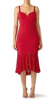 Aidan Mattox Red Mermaid Lace cocktail dress