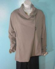 Helmut Lang Villous Womens Size L Asymmetrical Knit Jacket Light Gray w/ Pockets