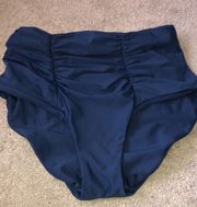 Becca Swim Bikini Bottoms High Waisted ruched medium Blue 